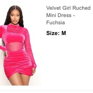 Fashion Nova Velvet Ruched Mini Dress - Pink